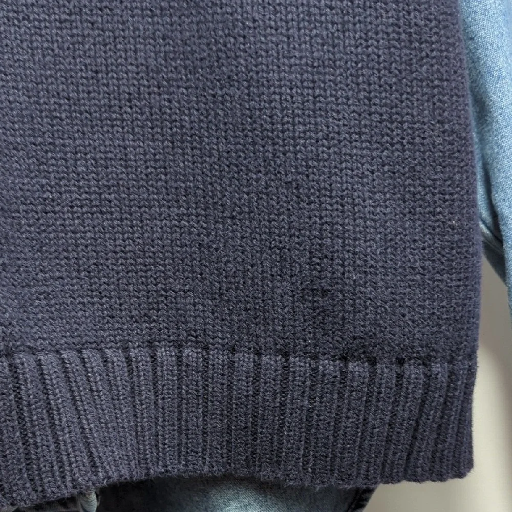 Vintage 90s J. Crew Sweater Vest Navy Blue Cream Red Stripe‎ Cotton Preppy Large